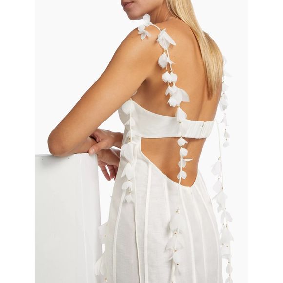 Zimmermann Petal Appliqué Linen-Silk Corset Gown Size AU 2 (US 8) $1950 - Picture 4 of 14